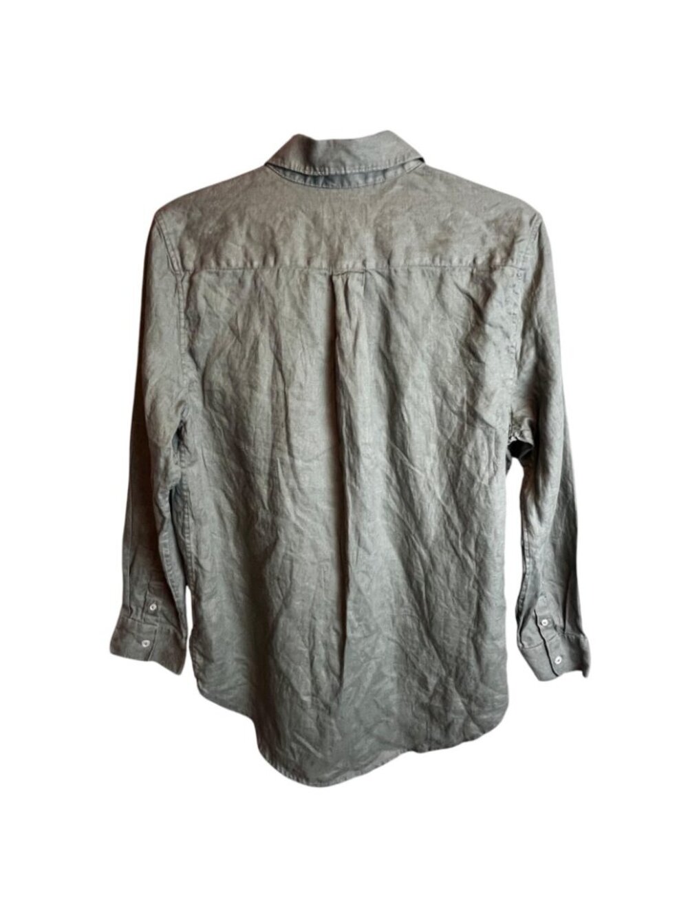 Quince Shirt Womens Medium Green European Linen Long Sleeve Coastal - Picture 3 of 8